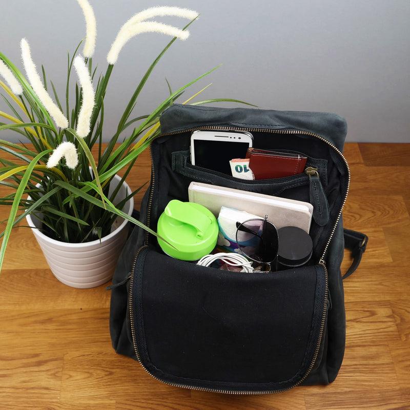 Leconi Rucksack Freizeitrucksack vintage Lederrucksack Damen Herren Leder grau LE1008 Versandkostenfrei