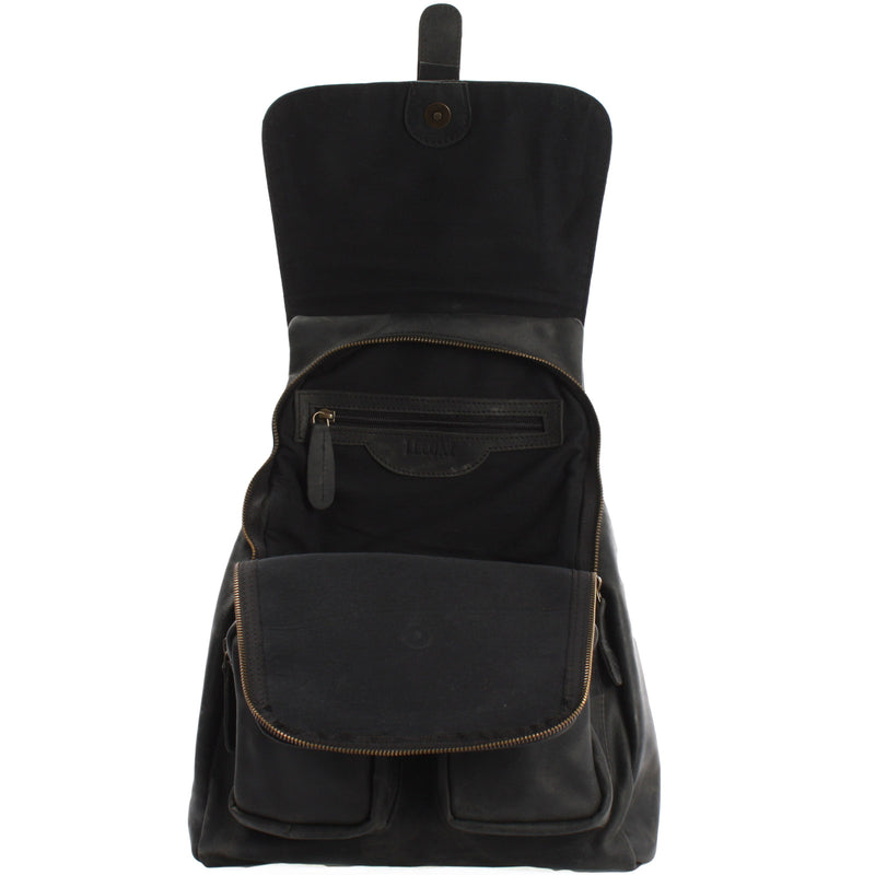 Leconi Rucksack Freizeitrucksack vintage Lederrucksack Damen Herren Leder grau LE1008 Versandkostenfrei