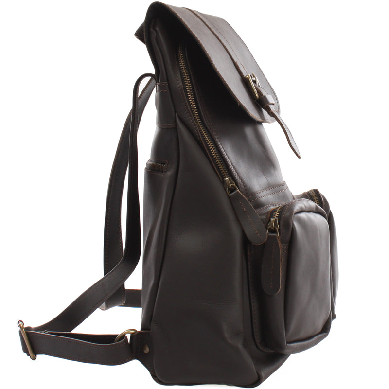 Leconi Rucksack Freizeitrucksack vintage Lederrucksack Damen Herren Leder dunkelbraun LE1008 Großer Ausverkauf