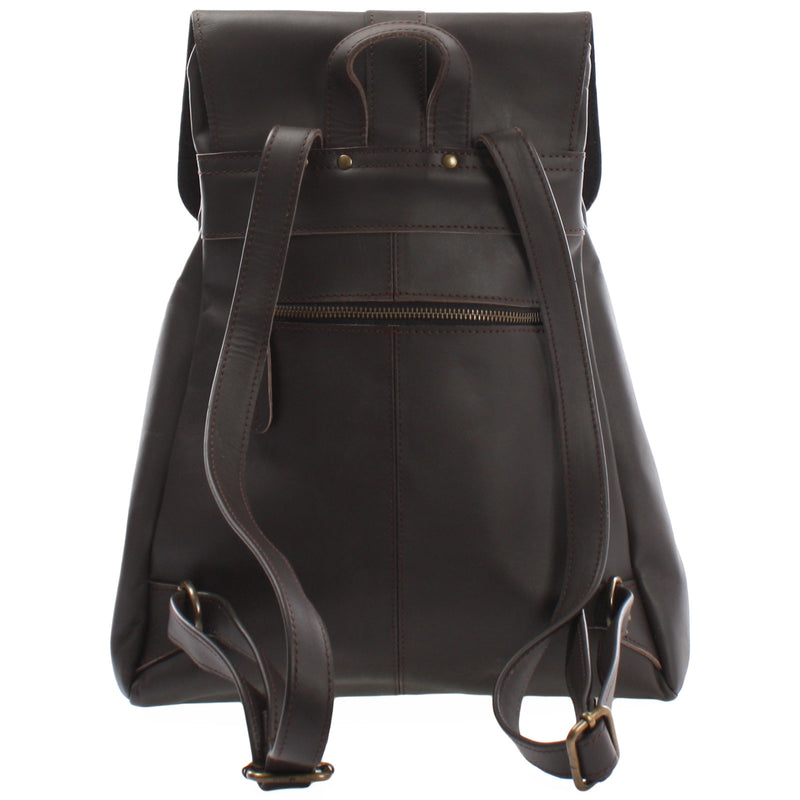 Leconi Rucksack Freizeitrucksack vintage Lederrucksack Damen Herren Leder dunkelbraun LE1008 Großer Ausverkauf