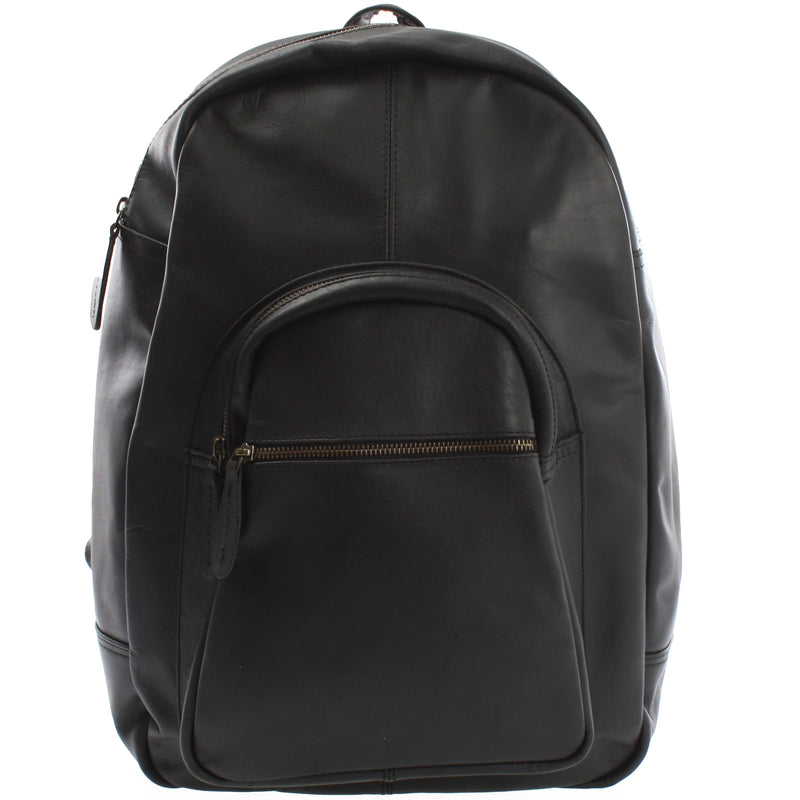 Leconi Rucksack Lederrucksack Freizeitrucksack Damen Herren Leder schwarz LE1017