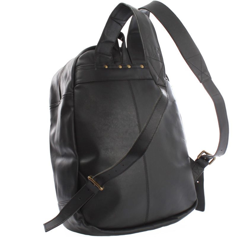Leconi Rucksack Lederrucksack Freizeitrucksack Damen Herren Leder schwarz LE1017 Flash Sale