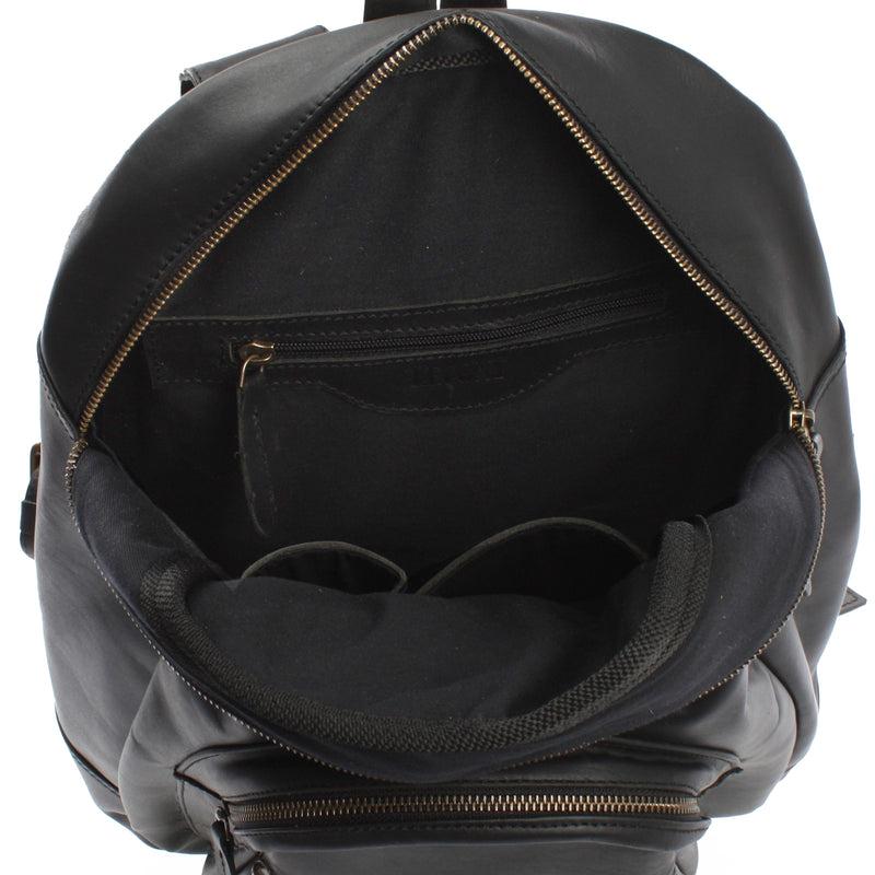 Leconi Rucksack Lederrucksack Freizeitrucksack Damen Herren Leder schwarz LE1017 Flash Sale