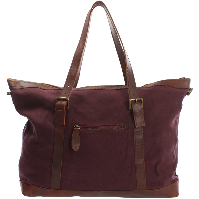 Leconi Weekender Reisetasche Shopper Damen Herren Leder Canvas bordeaux LE2013 Exklusivangebot