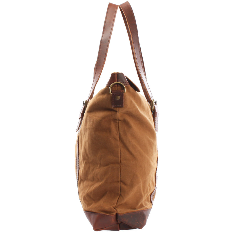 Leconi Weekender Reisetasche Shopper Damen Herren Leder Canvas cognac LE2013 Preisnachlass