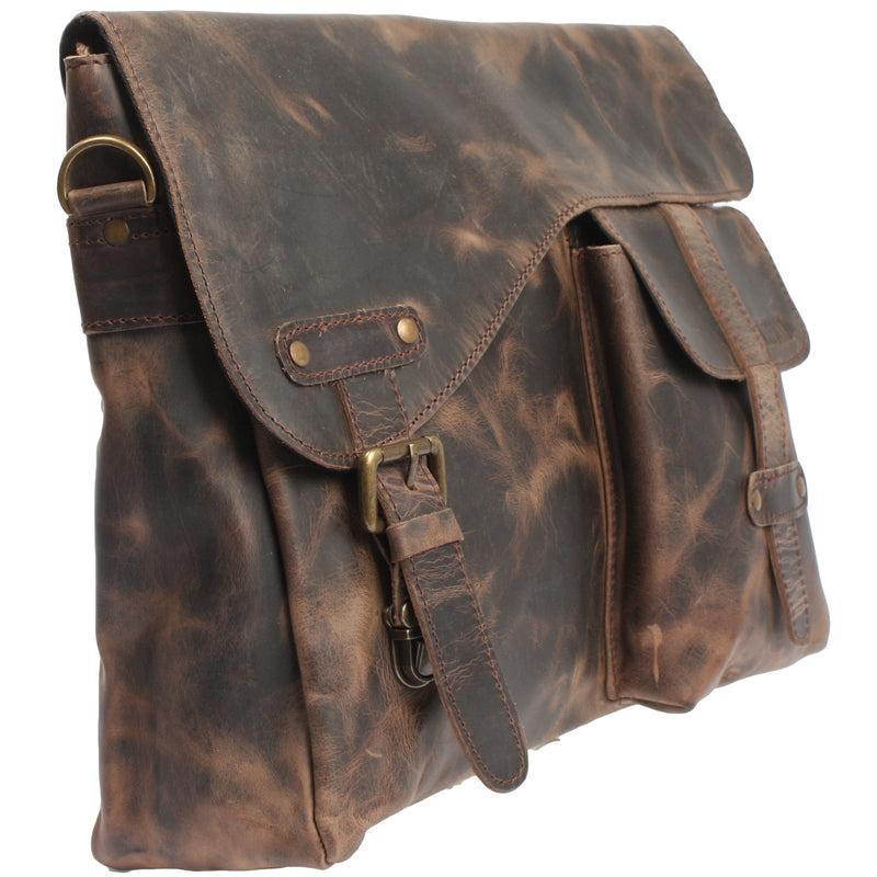Leconi Messenger Bag Collegetasche DIN A4 Kuriertasche Leder schlamm LE3032 Black Friday