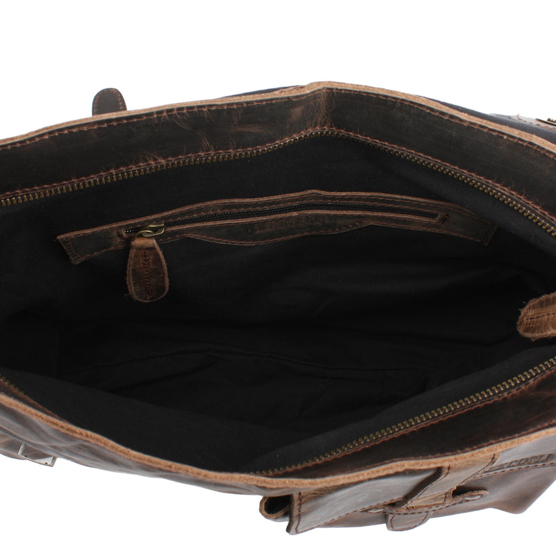 Leconi Messenger Bag Collegetasche DIN A4 Kuriertasche Leder schlamm LE3032 Black Friday