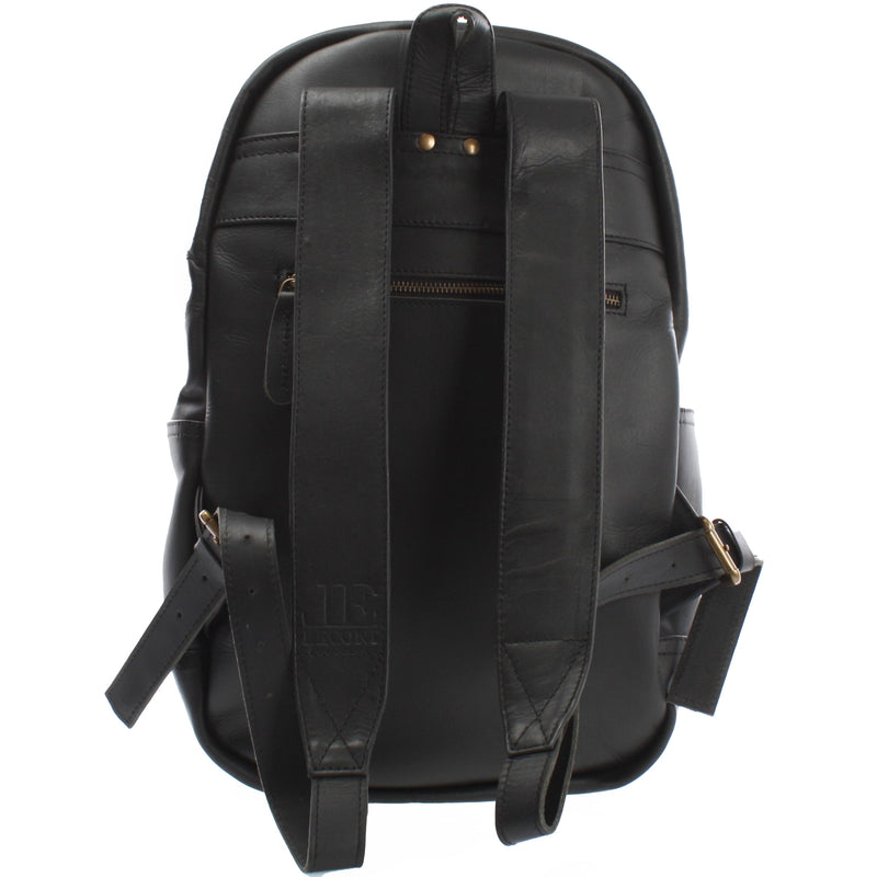 Leconi Rucksack Lederrucksack Freizeitrucksack Damen Herren Leder schwarz LE1009 Cyber Monday