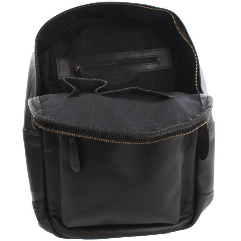 Leconi Rucksack Lederrucksack Freizeitrucksack Damen Herren Leder schwarz LE1009 Cyber Monday