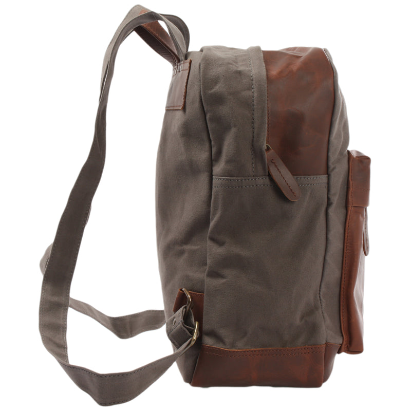 Leconi Lederrucksack Freizeitrucksack Rucksack Leder Canvas grau LE1015 Weihnachtsangebot
