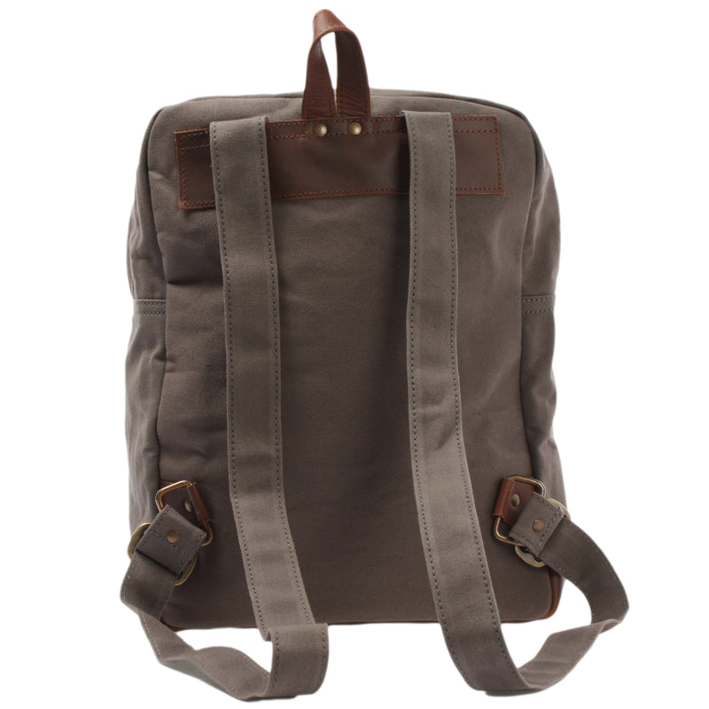 Leconi Lederrucksack Freizeitrucksack Rucksack Leder Canvas grau LE1015 Weihnachtsangebot