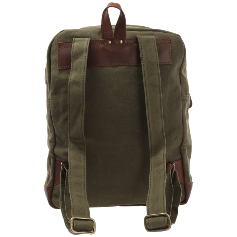 Leconi Freizeitrucksack Lederrucksack Sportrucksack Leder Canvas grün LE1015 Osterangebot