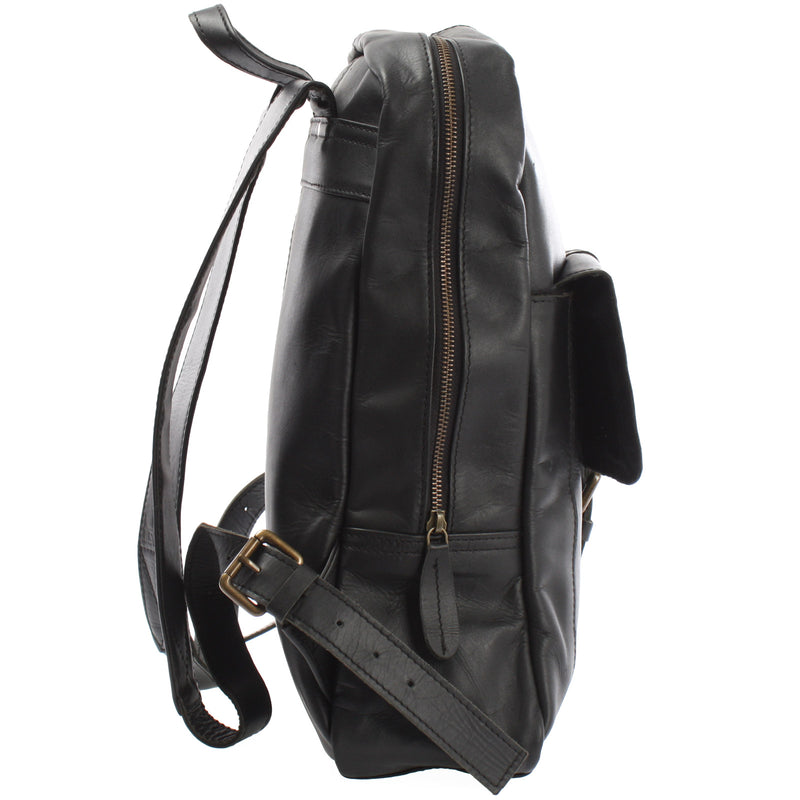 Leconi Rucksack Lederrucksack Freizeitrucksack Damen Herren Leder schwarz LE1016 Muttertagsangebot