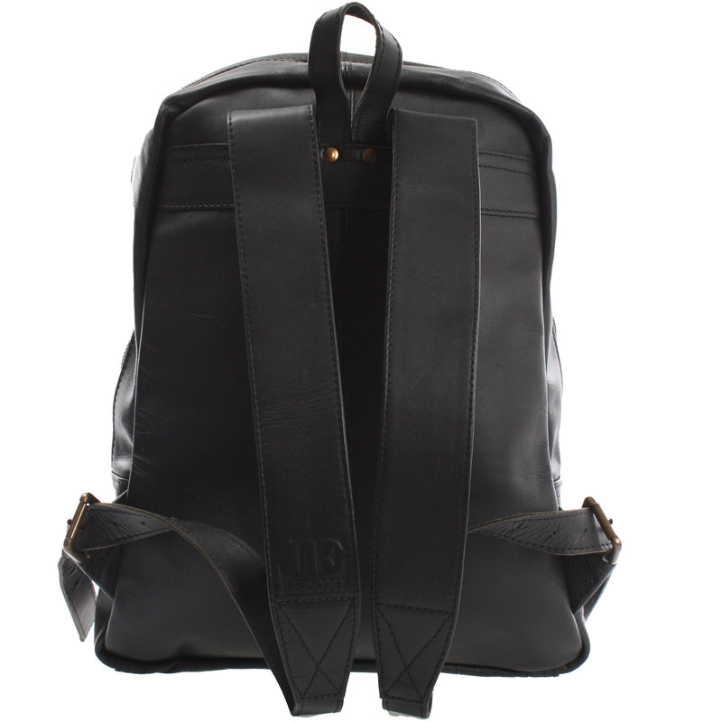 Leconi Rucksack Lederrucksack Freizeitrucksack Damen Herren Leder schwarz LE1016 Muttertagsangebot