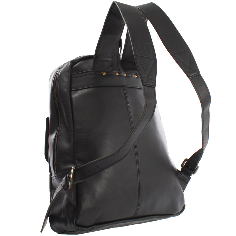 Leconi Rucksack Lederrucksack Freizeitrucksack Damen Herren Leder schwarz LE1016 Muttertagsangebot