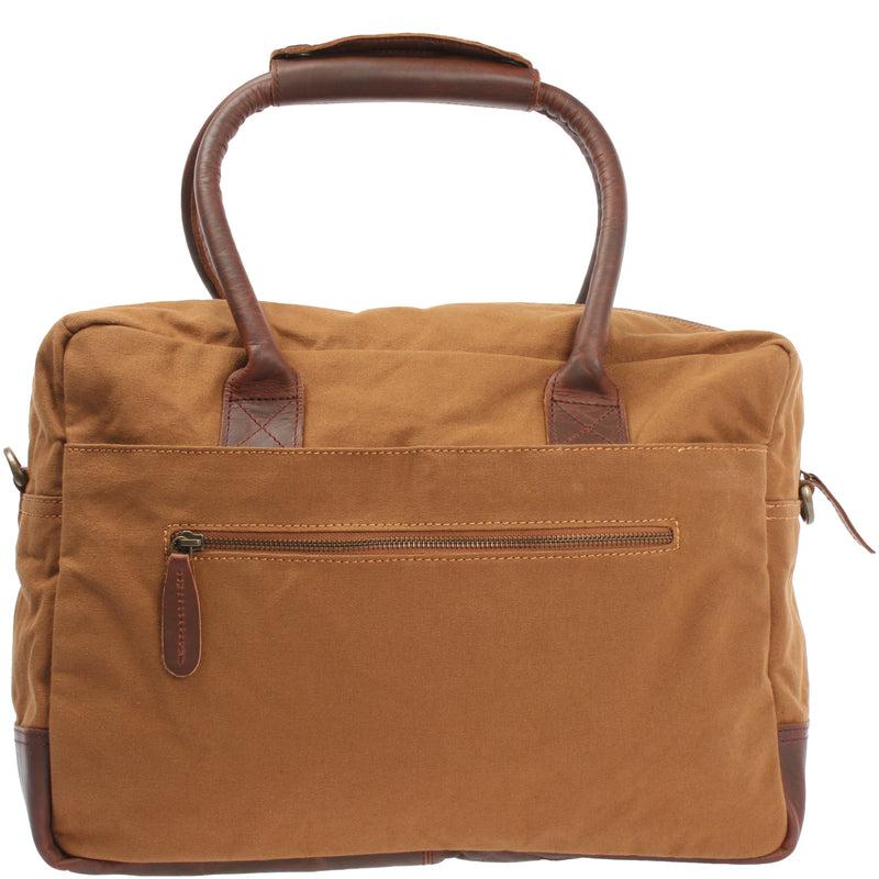 Leconi Handgepäck Arbeitstasche Damen Herren Leder Canvas cognac LE2007 Jubiläumsangebot
