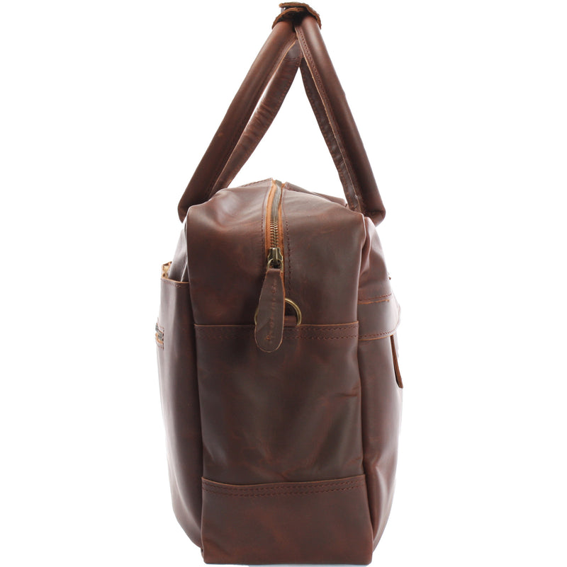 Leconi Handgepäck Arbeitstasche Ledertasche Damen Herren Leder braun LE2007 Lagerräumung