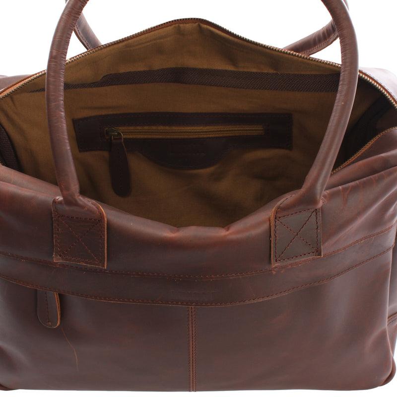 Leconi Handgepäck Arbeitstasche Ledertasche Damen Herren Leder braun LE2007 Lagerräumung
