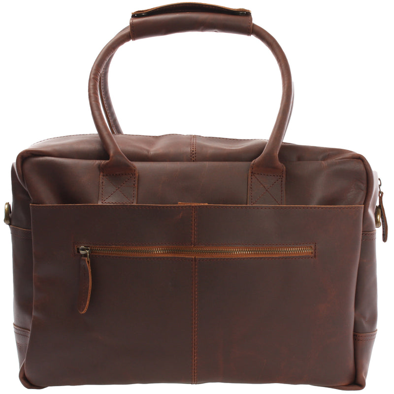 Leconi Handgepäck Arbeitstasche Ledertasche Damen Herren Leder braun LE2007 Lagerräumung