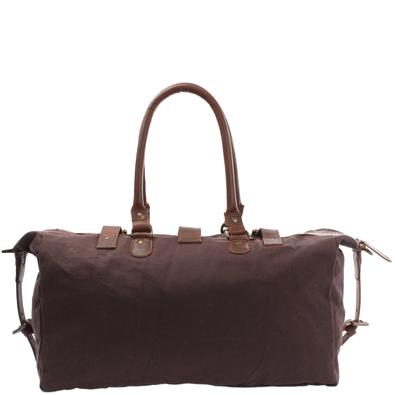 Leconi kleiner Weekender Handgepäck Damen Herren Leder Canvas mokka LE2008 Heißer Verkauf