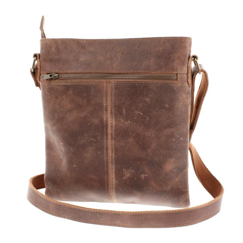 Leconi mittelgroße Umhängetasche Ledertasche Damen Herren Vintage Leder braun LE3036 Neueste Mode