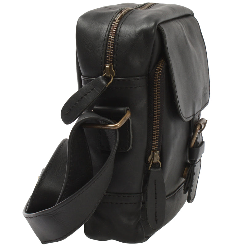 Leconi kleine Umhängetasche Schultertasche Freizeit Leder dunkelbraun LE3042 Online Outlet