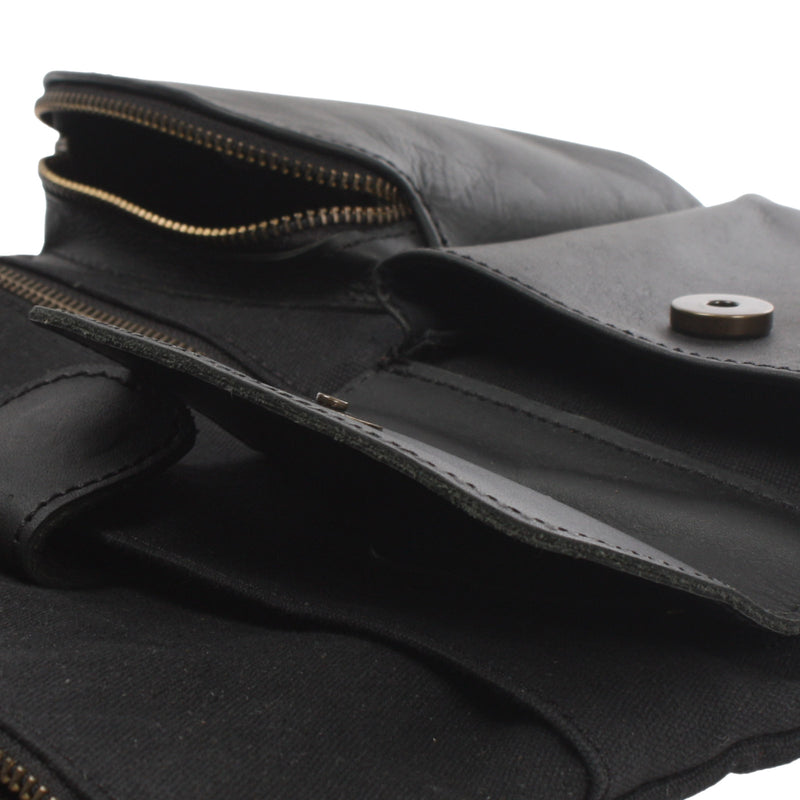 Leconi Umhängetasche Schultertasche Damen Herren Used Look Leder Canvas schwarz LE3011 Große Rabatte