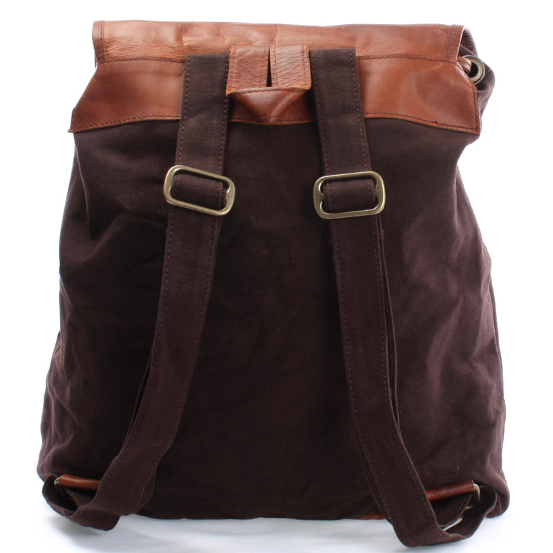 Leconi Rucksack Freizeitrucksack Wanderrucksack Leder Canvas mokka LE1010 Neuheiten