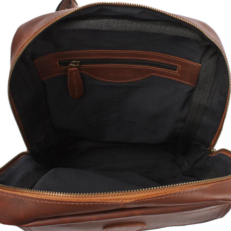Leconi Freizeitrucksack Crossbag Rucksack Damen Herren Leder Canvas grün LE1012 Bestseller