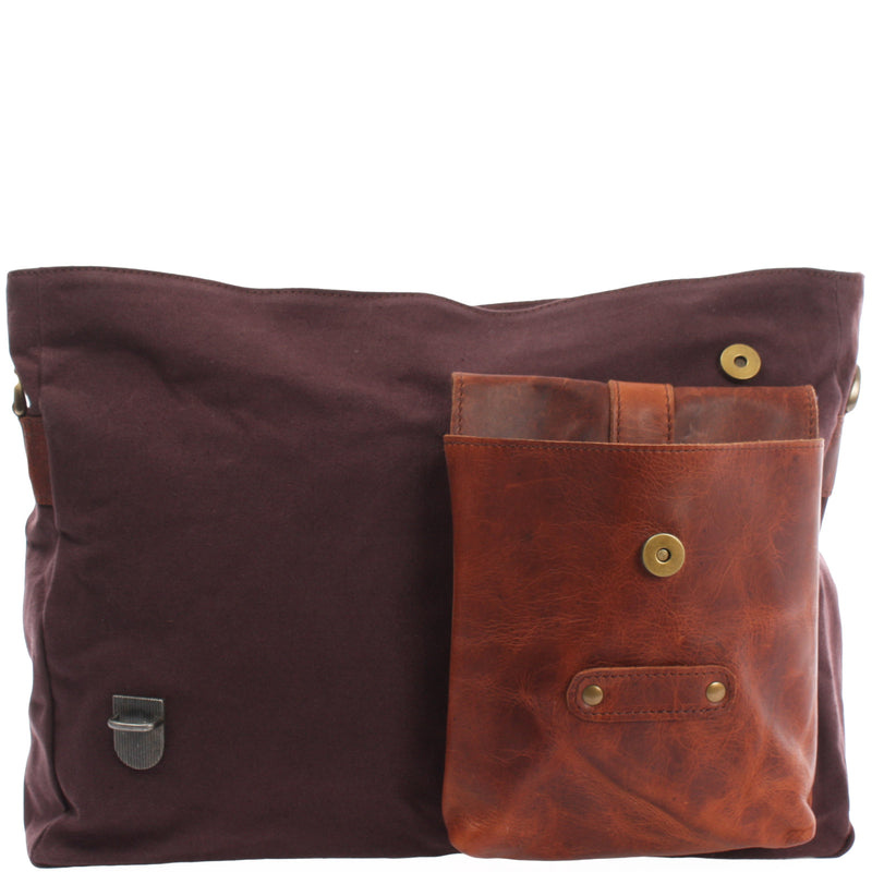 Leconi Umhängetasche Collegetasche DIN A4 Leder Canvas mokka LE3032 Tägliche Deals