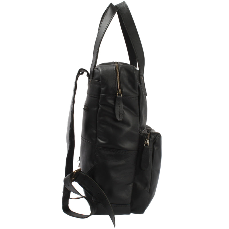 Leconi Lederrucksack Freizeitrucksack Damen Herren DIN A4 Leder schwarz LE1019 Sonderangebote