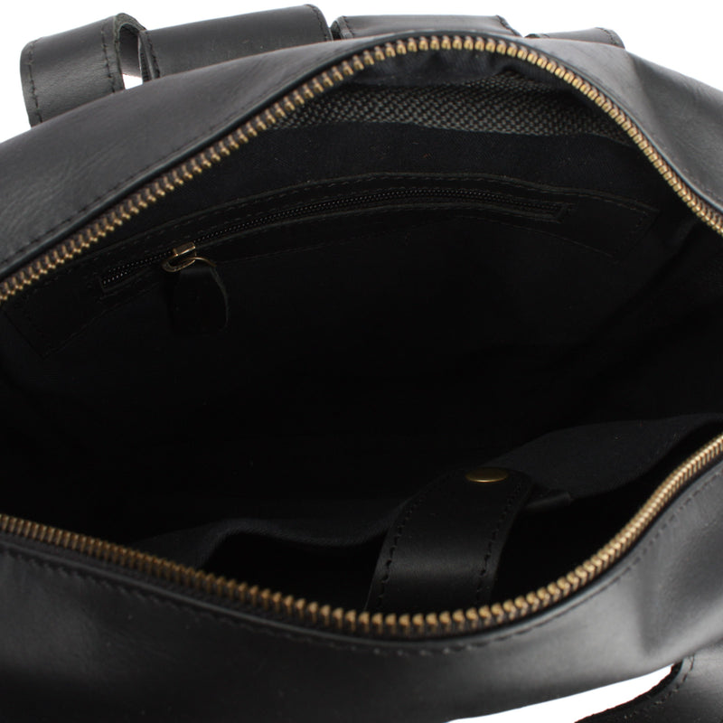 Leconi Lederrucksack Freizeitrucksack Damen Herren DIN A4 Leder schwarz LE1019 Sonderangebote