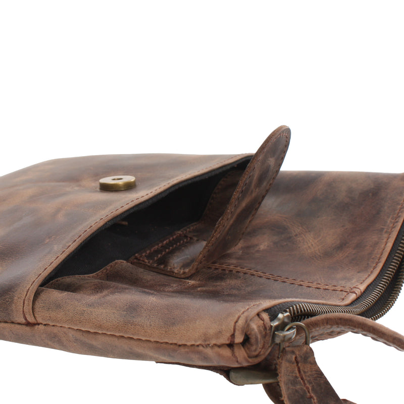 Leconi kleine Umhängetasche Damentasche Herrentasche Ledertasche schlamm LE3060 Wochenangebot