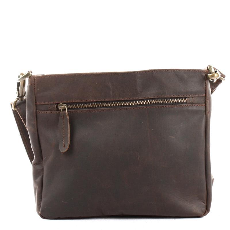 Leconi Umhängetasche Ledertasche Schultertasche Freizeittasche Leder dunkelbraun LE3058 Kostenlose Rückgabe