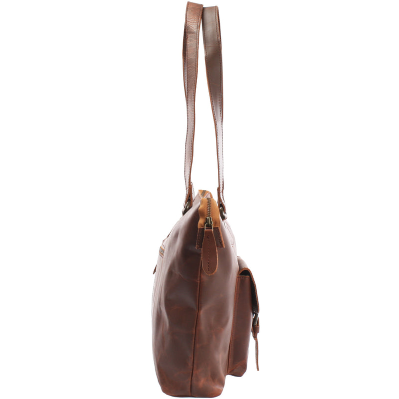 Leconi Schultertasche Damentasche Handtasche Leder braun LE0052 Begrenzte Freigabe