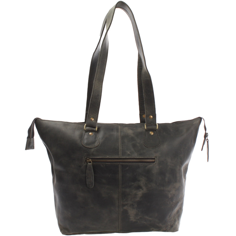 Leconi Schultertasche Damentasche Handtasche Leder grau LE0052 Letzte 3 Tage