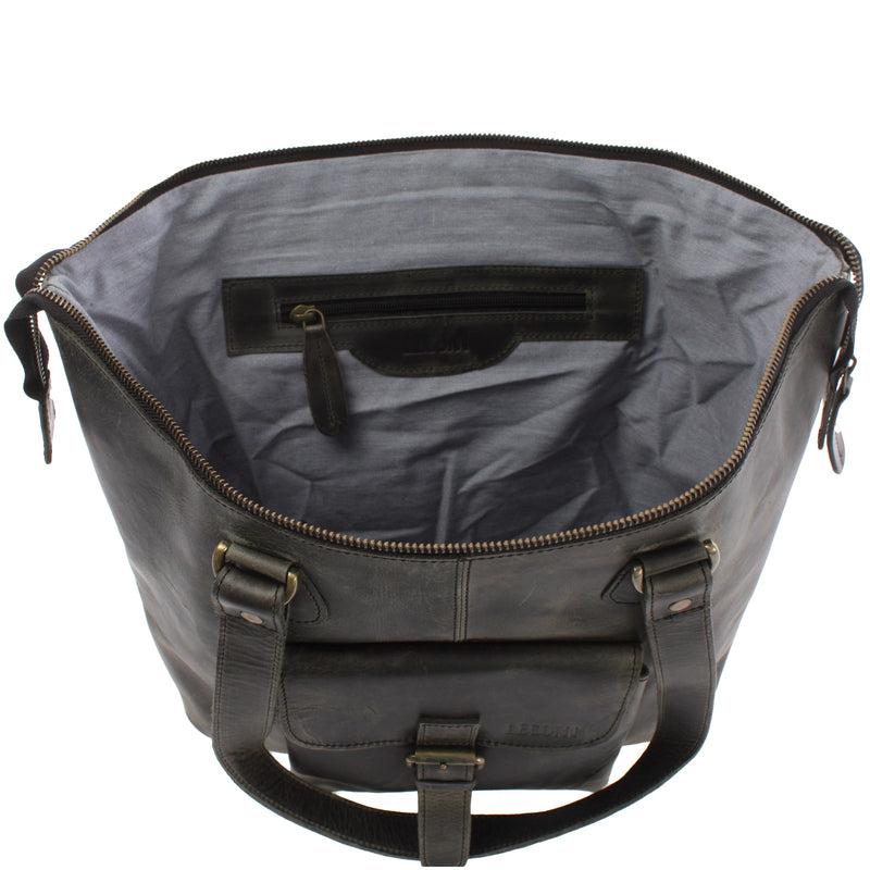 Leconi Schultertasche Damentasche Handtasche Leder grau LE0052 Letzte 3 Tage