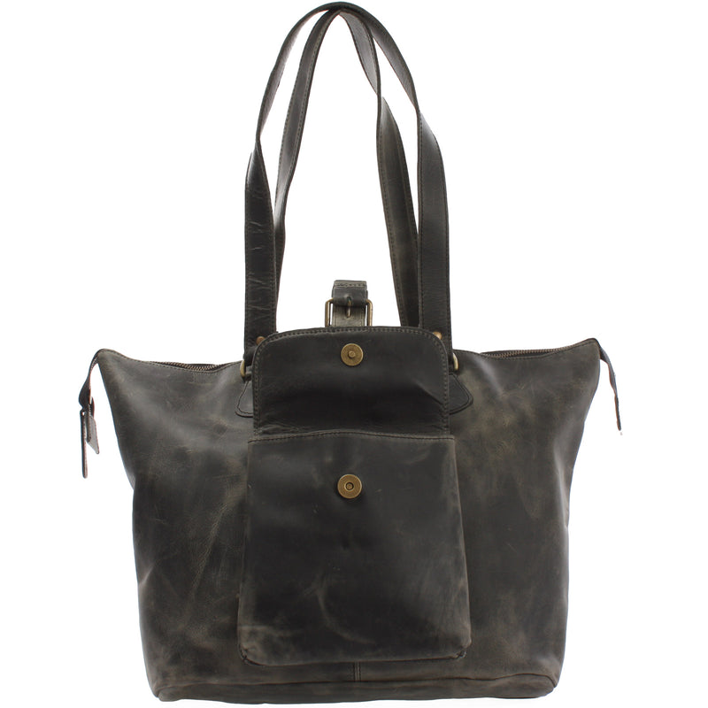Leconi Schultertasche Damentasche Handtasche Leder grau LE0052 Letzte 3 Tage
