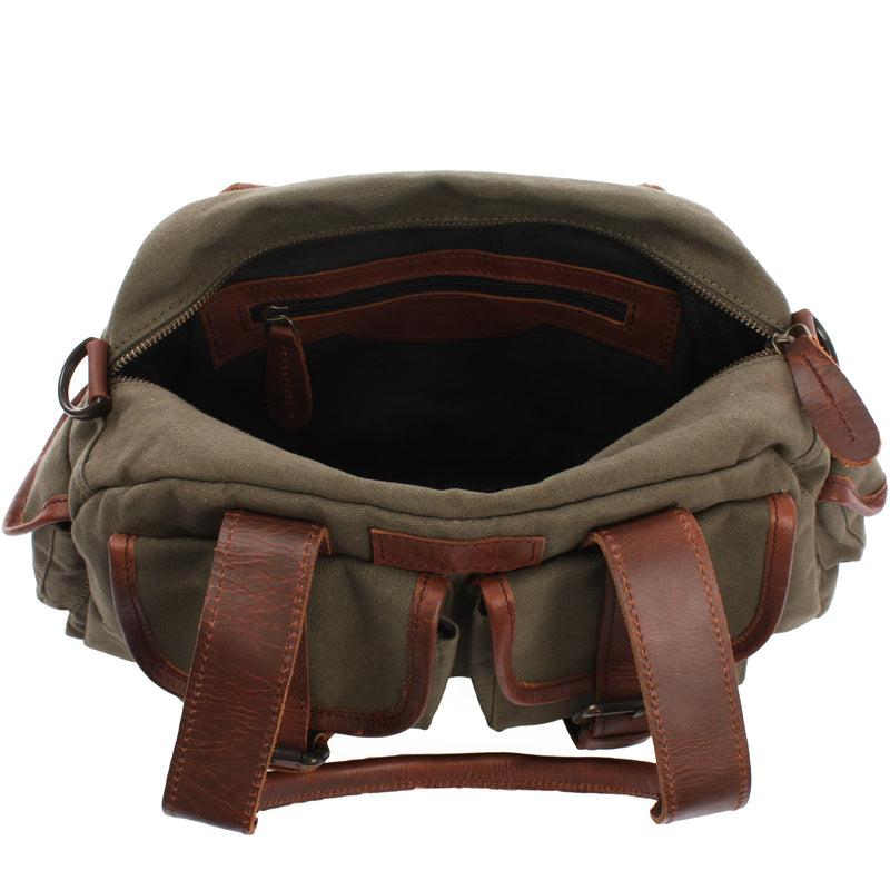 Leconi Henkeltasche Damentasche Canvas Leder grün LE0042 Letzte 2 Tage