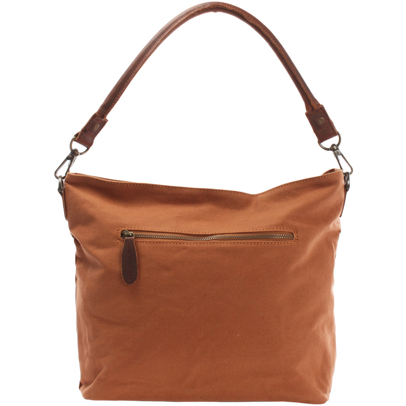 Leconi Schultertasche Umhängetasche Ledertasche Canvas Leder cognac LE0039 Letzter Tag