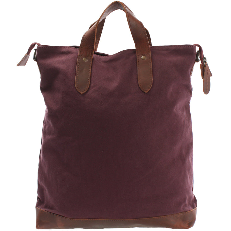 Leconi Shopper Henkeltasche Damen Canvas Leder bordeaux LE0037 Bis zu 50% Rabatt