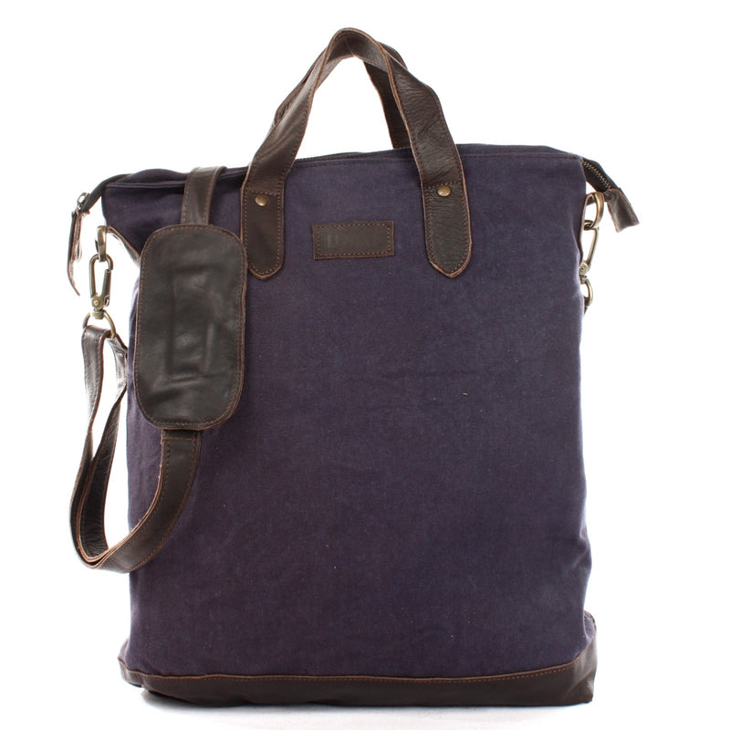 Leconi Shopper Henkeltasche Damen Canvas Leder navy LE0037