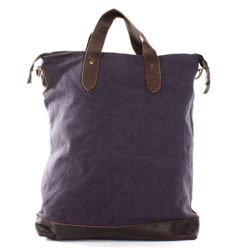 Leconi Shopper Henkeltasche Damen Canvas Leder navy LE0037 Bis zu 60% Rabatt