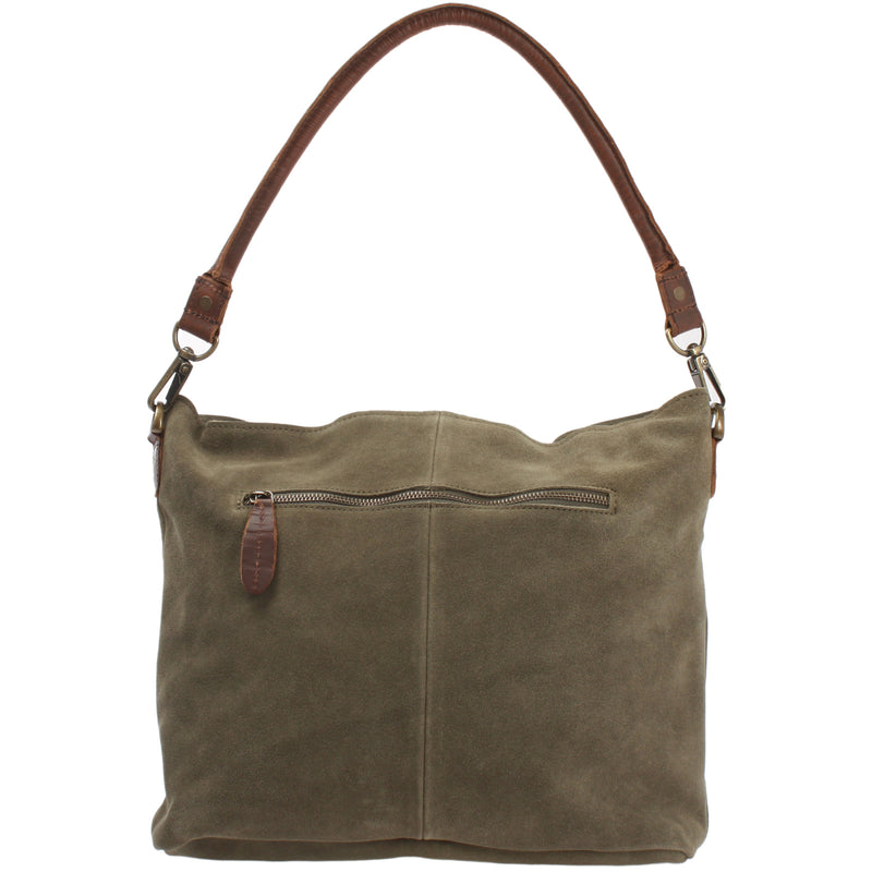 Leconi Schultertasche Umhängetasche Ledertasche Veloursleder grün LE0039 Nur für heute