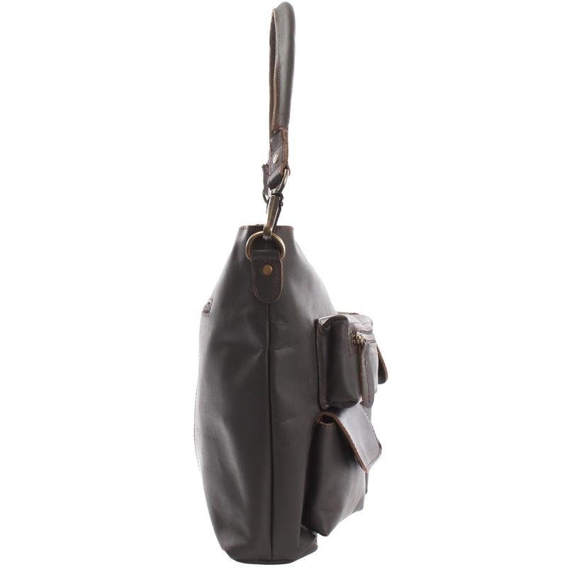 Leconi Schultertasche Umhängetasche Ledertasche Leder dunkelbraun LE0039 Bis zu 55% Rabatt