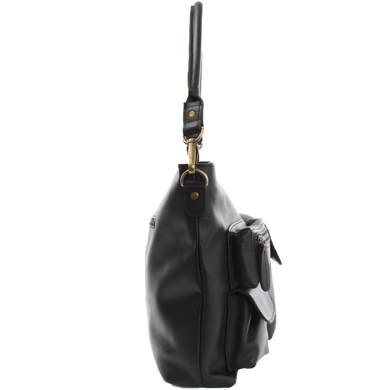 Leconi Schultertasche Umhängetasche Ledertasche Leder schwarz LE0039 Super Rabatt