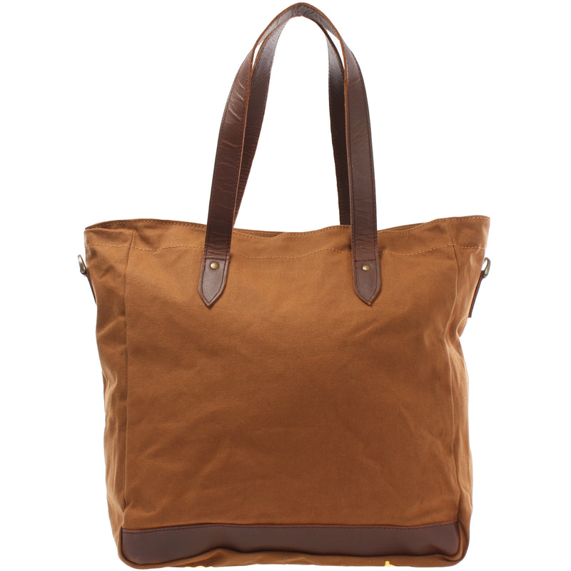 Leconi Shopper Beuteltasche Damentasche Canvas Leder cognac LE0040 Riesige Rabatte