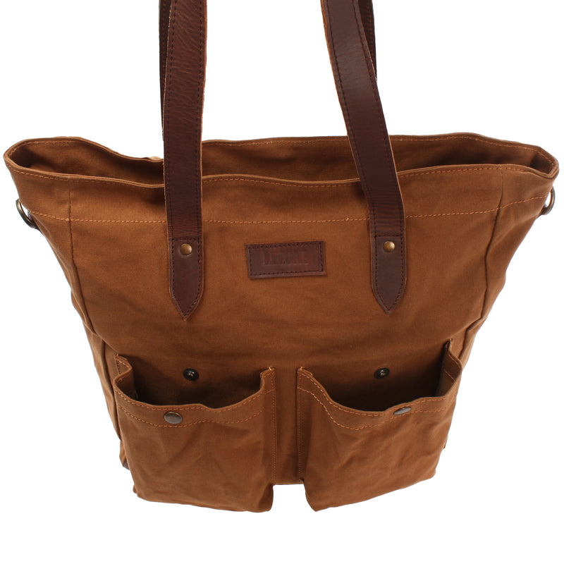 Leconi Shopper Beuteltasche Damentasche Canvas Leder cognac LE0040 Riesige Rabatte
