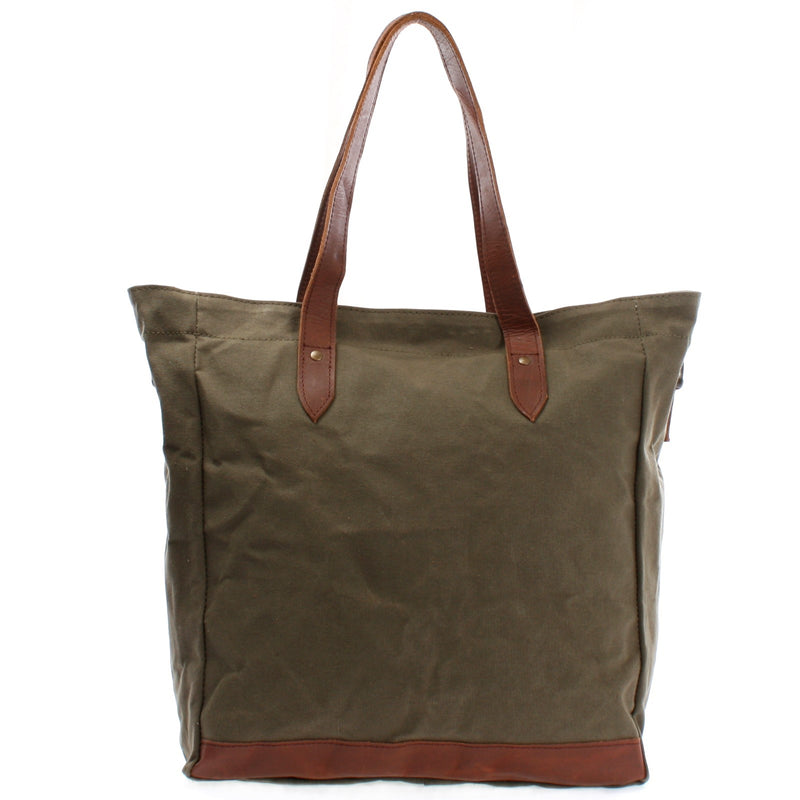 Leconi Shopper Beuteltasche Damentasche Canvas Leder grün LE0040 Clearance-Verkauf