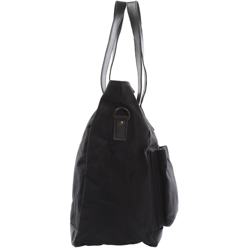 Leconi Shopper Beuteltasche Damentasche Canvas Leder schwarz LE0040 Kostenloser Versand international